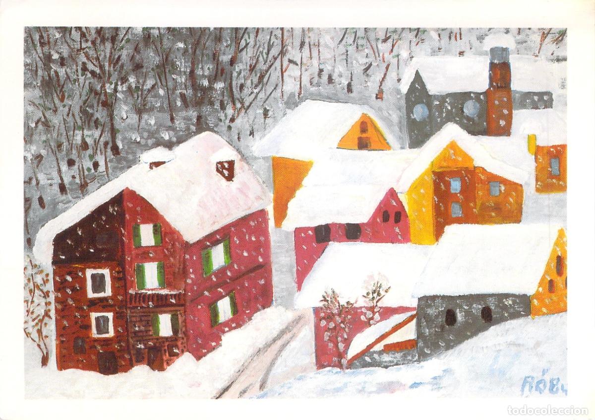 Cartes Postales: Postal Arte R. B&uuml;hlmann &ndash; Invierno en la Aldea &ndash; Escena de Nieve Suiza