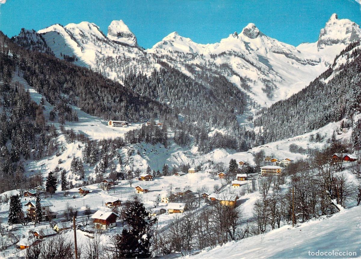 Cartoline: Postal Ovronnaz Valais, Alpes Suizos, Escena de Invierno y Monta&ntilde;as Nevadas