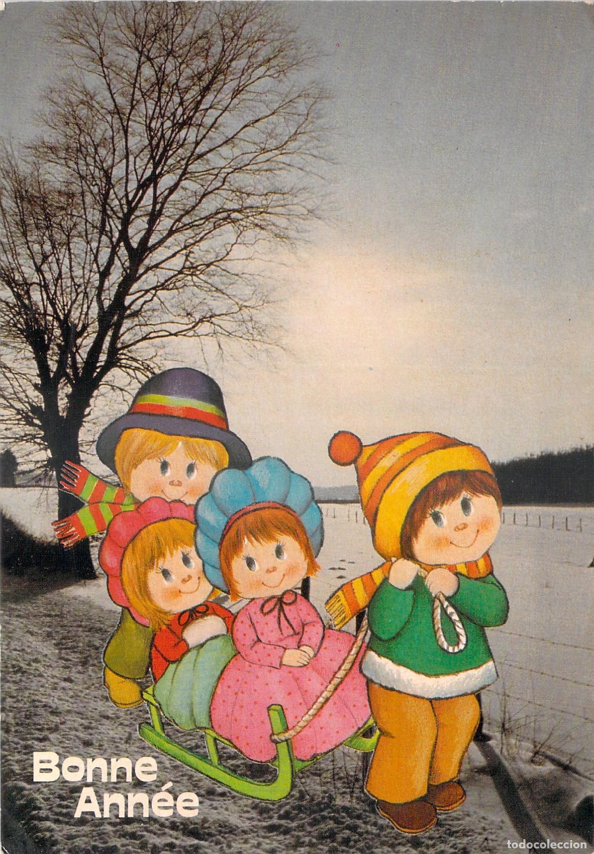 Postkarten: Postal Ilustraci&oacute;n Infantil Invierno Nieve A&ntilde;o Nuevo B&eacute;lgica Corna