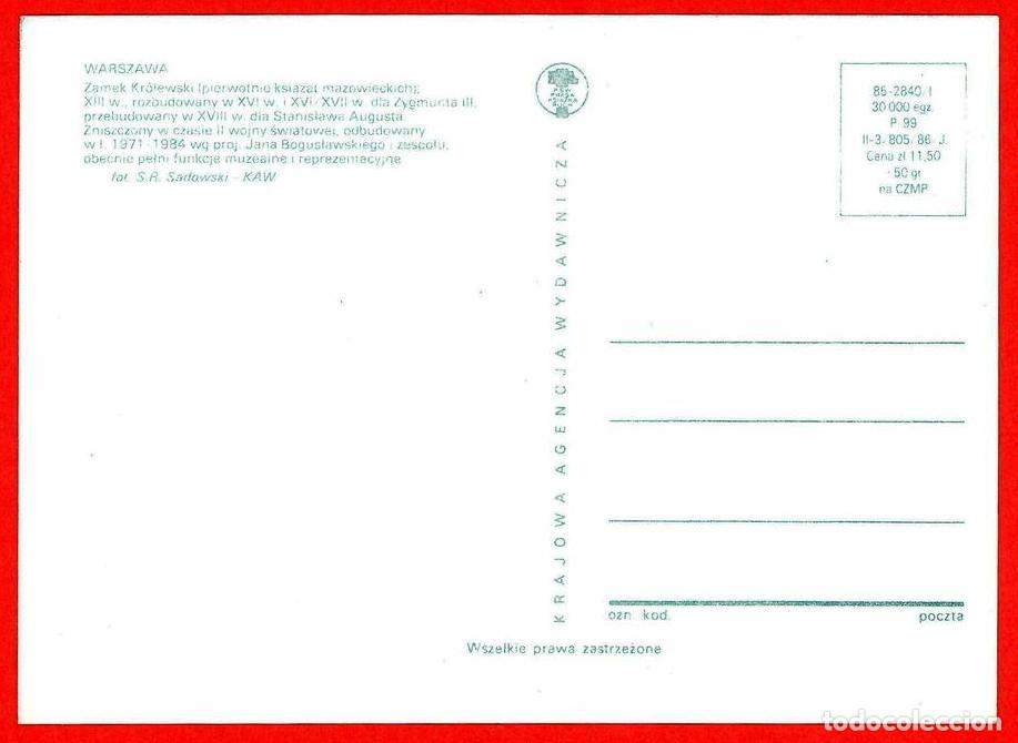 Postales: POLONIA. Varsovia. Castillo Real - Foto 2