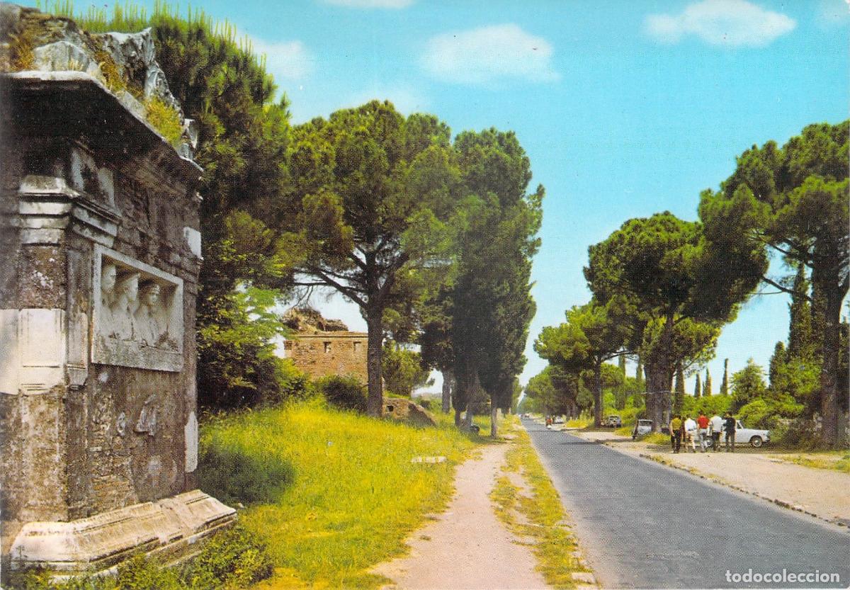 Cartoline: Postal Roma Via Apia Antica Monumento y Pinos Italia Hist&oacute;rica