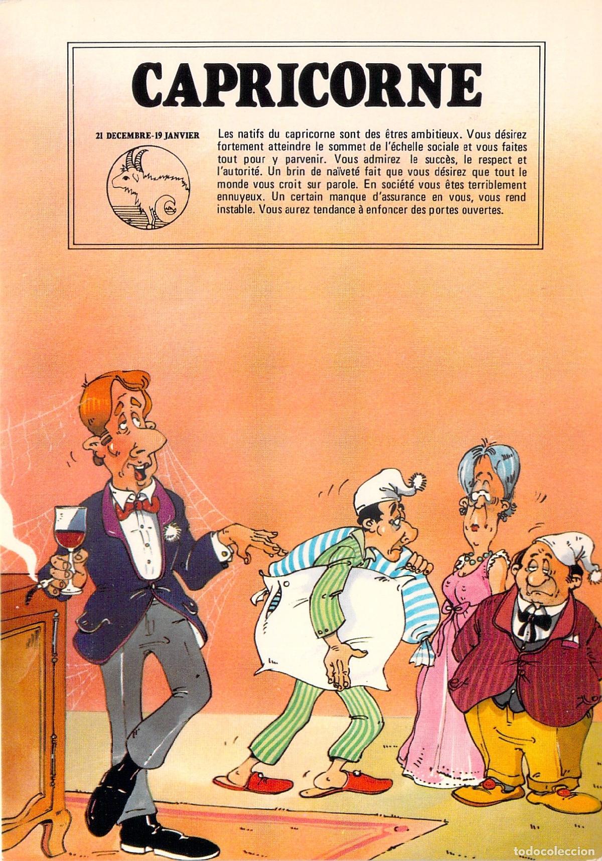 Postkarten: Postal Humor&iacute;stica Signo Zod&iacute;aco Capricornio Ilustraci&oacute;n Caricatura Suizo