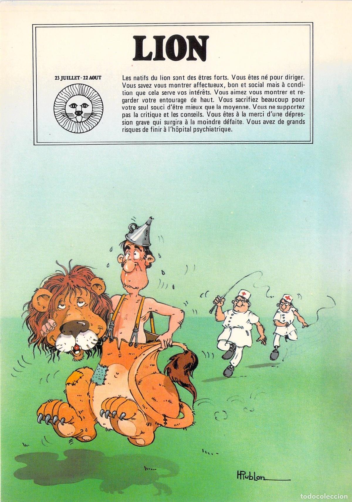 Cartoline: Postal Caricatura Signo Zodiacal Leo Humor Psiqui&aacute;trico, Edit. Perrochet