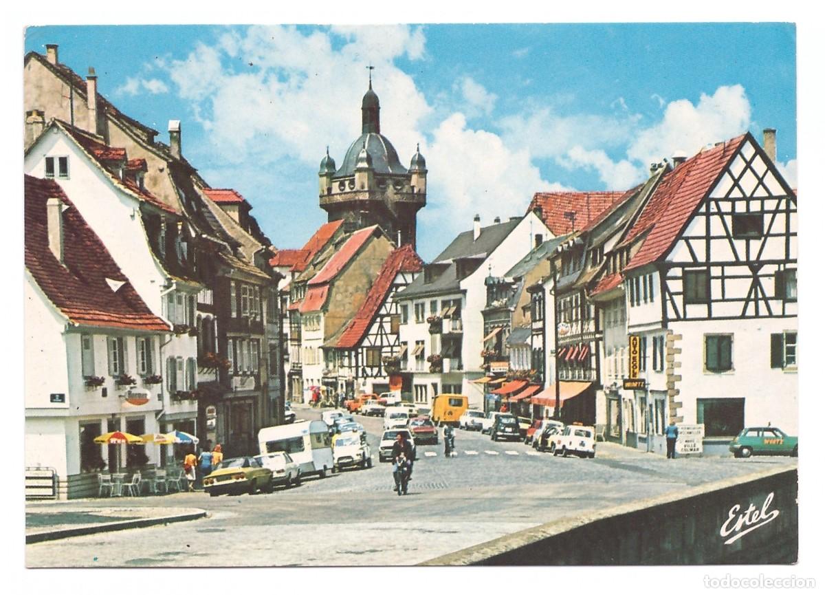 Postales: FRANCE. S&eacute;lestat (Bas-Rhin). La rue du Pr&eacute;sident Poincar&eacute; et la tour de l'Horloge. 1989.