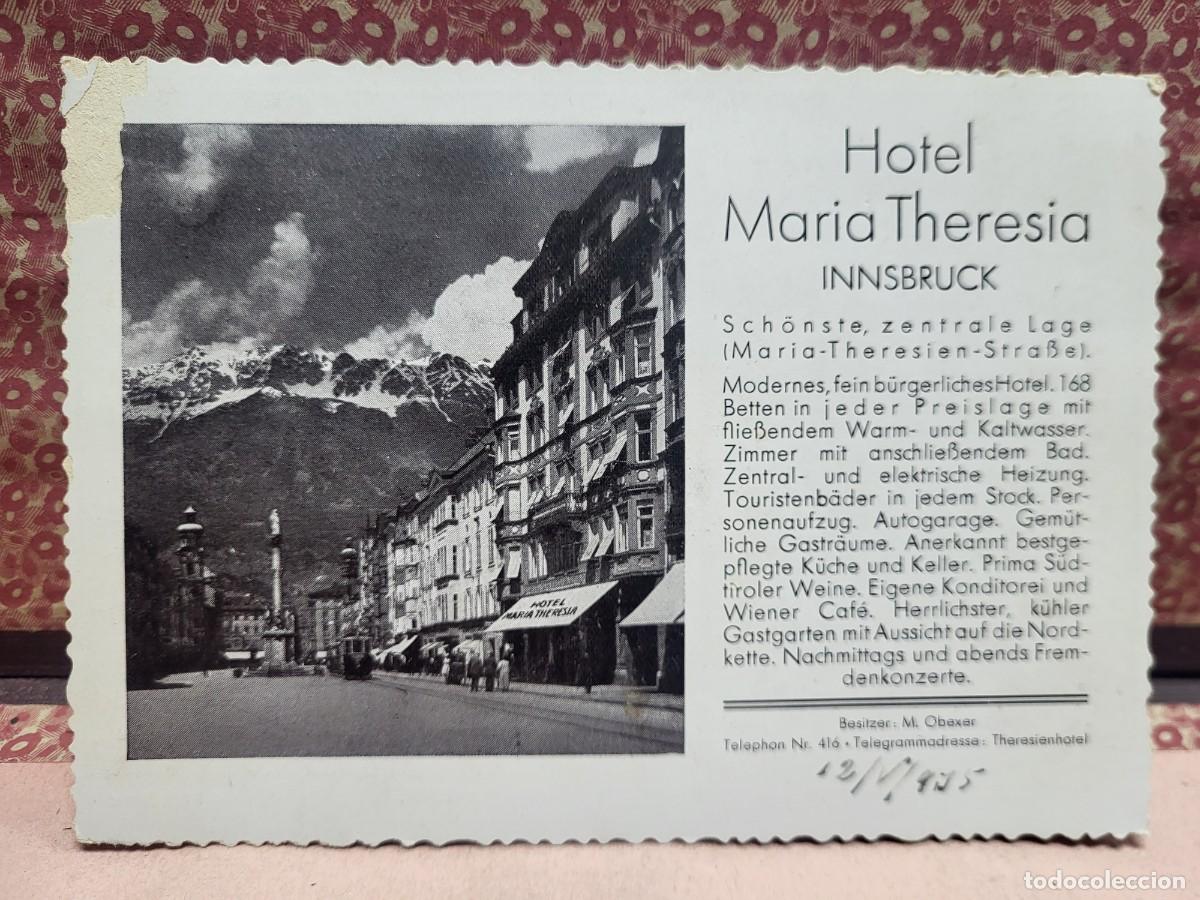 Postales: ANTIGUA POSTAL HOTEL MARIA THERESIA INNSBRUCK AUSTRIA
