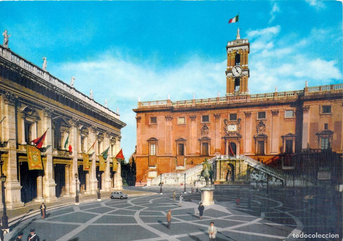 Postais: Postal ROMA: Vista de la Piazza del Campidoglio y el Palazzo Senatorio