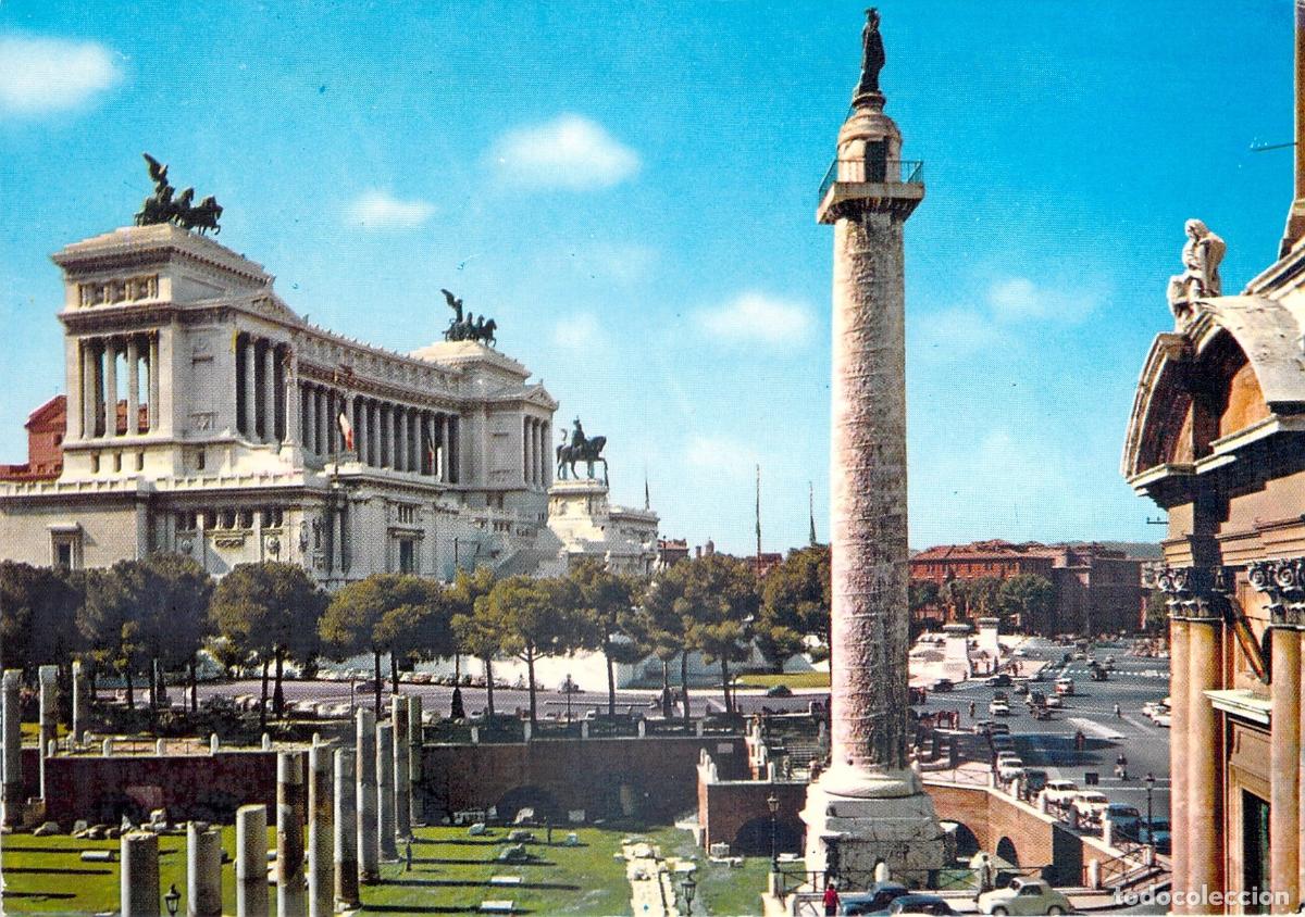 Postais: Postal Roma: Altare della Patria y Columna de Trajano, Arquitectura Italiana