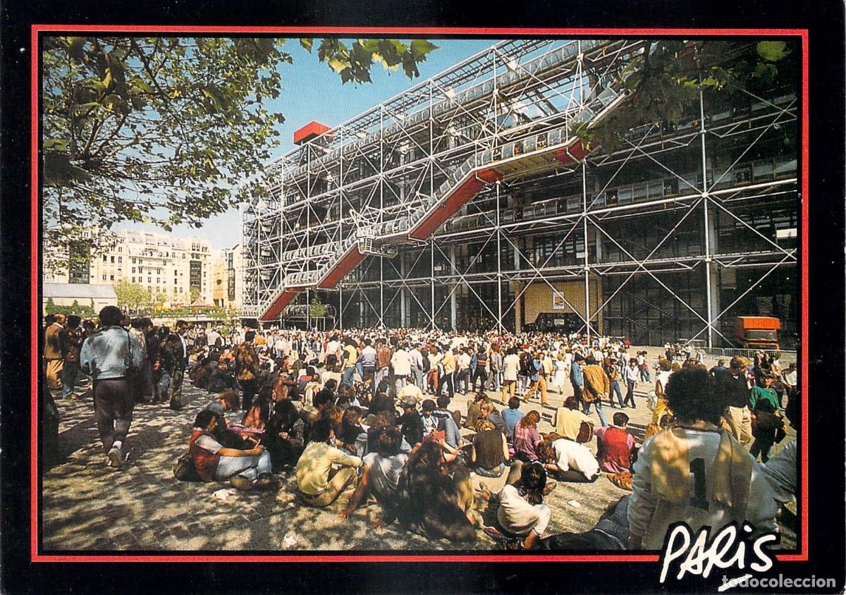 Postais: Postal Centre Pompidou Par&iacute;s, Fachada y Plaza, Arquitectura Moderna H. Gyssels