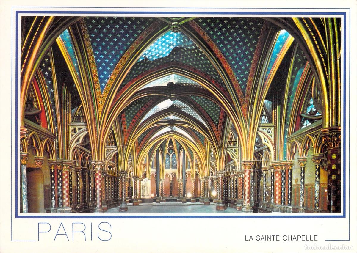 Postais: Postal Interior Capilla Baja Santa Capilla Par&iacute;s Francia Arquitectura G&oacute;tica