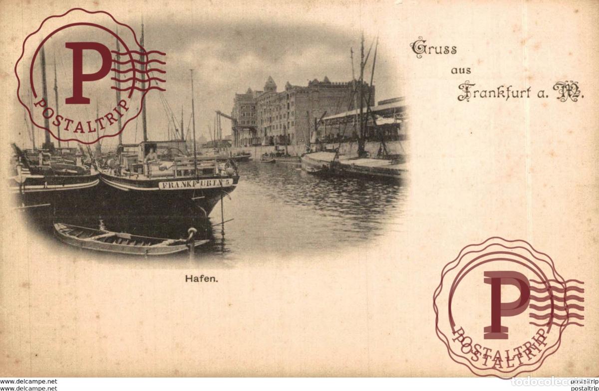 Postales: Gruss aus Frfankfurt, Hafen. ALEMANIA GERMANY DEUTCHLAND.