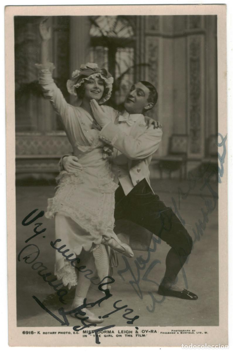 Postales: 2 postales Play Scene: The Girl on the Film_Rotary 6915 J, K Aut&oacute;grafo Signed Dorma leigh