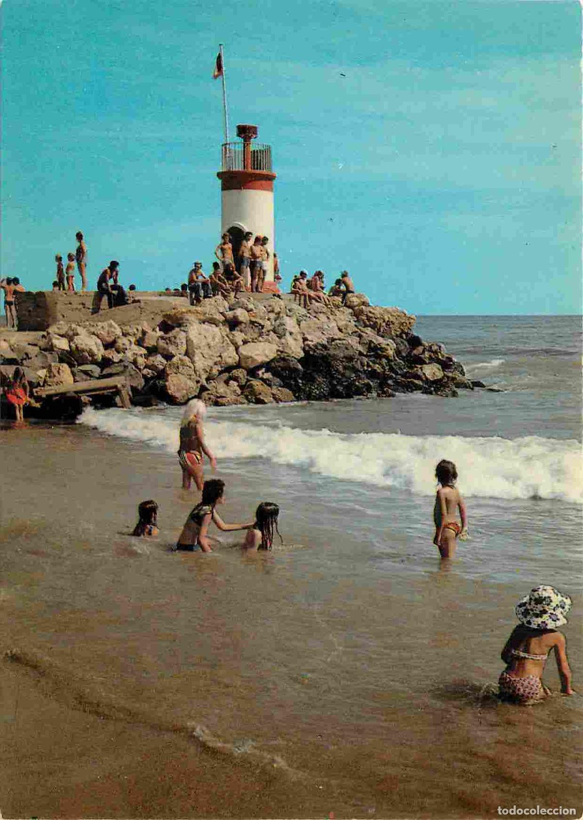 Postais: France - Carte Postale - 34 - Valras Plage - Baignade au pied du phare de l'embouchure de l'Orb - Sc