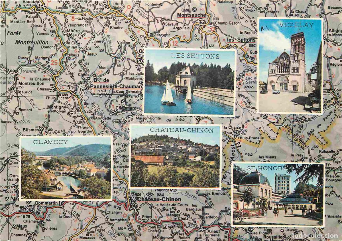 Postales: France - Carte Postale - 58 - Ni&egrave;vre - Morvan - Multivues - Carte G&eacute;ographique Michelin - CPM - Voir