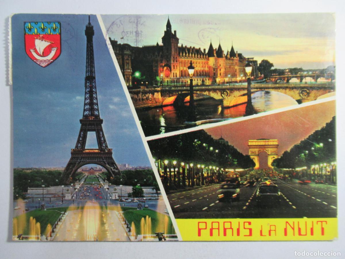 Postales: Paris - la nuit. La Tour Eiffel - Circulada - Foto 1