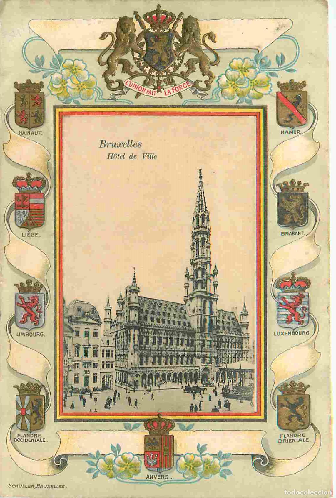Postkarten: Carte Postale Ancienne - Belgique - Bruxelles - H&ocirc;tel de Ville - Blasons - Pr&eacute;curseur - CPA - Oblit&eacute;