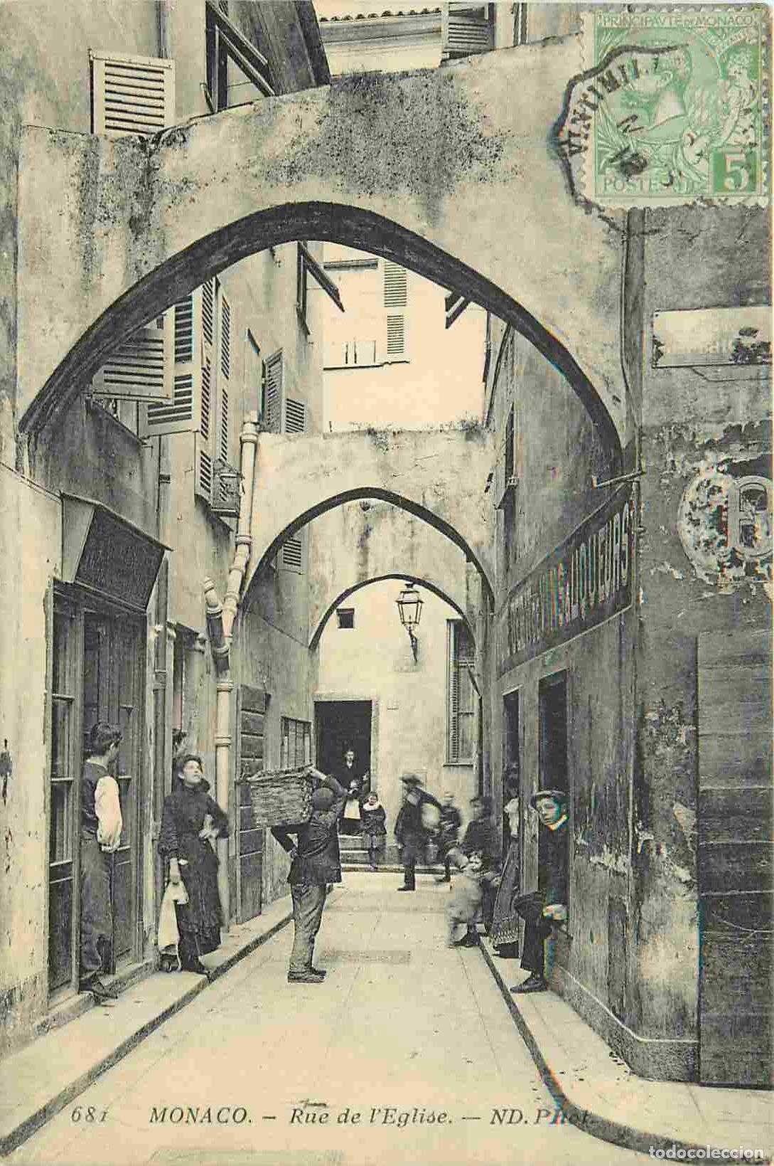 Cartes Postales: Carte Postale Ancienne - Monaco - Monaco - Rue de l'eglise - Anim&eacute;e - CPA - Oblit&eacute;ration - Voir timb