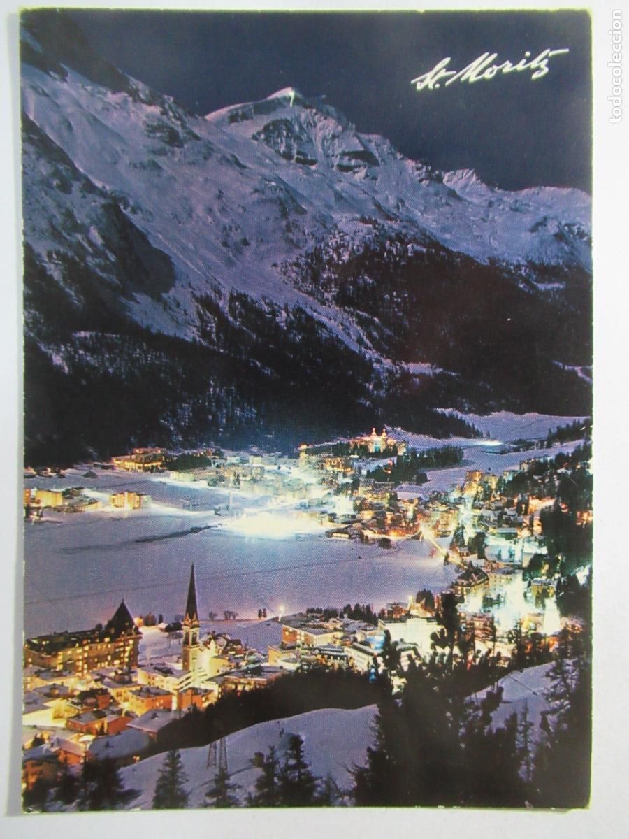 Postales: St. Moritz Dorf und Bad, bei Nacht - S/C