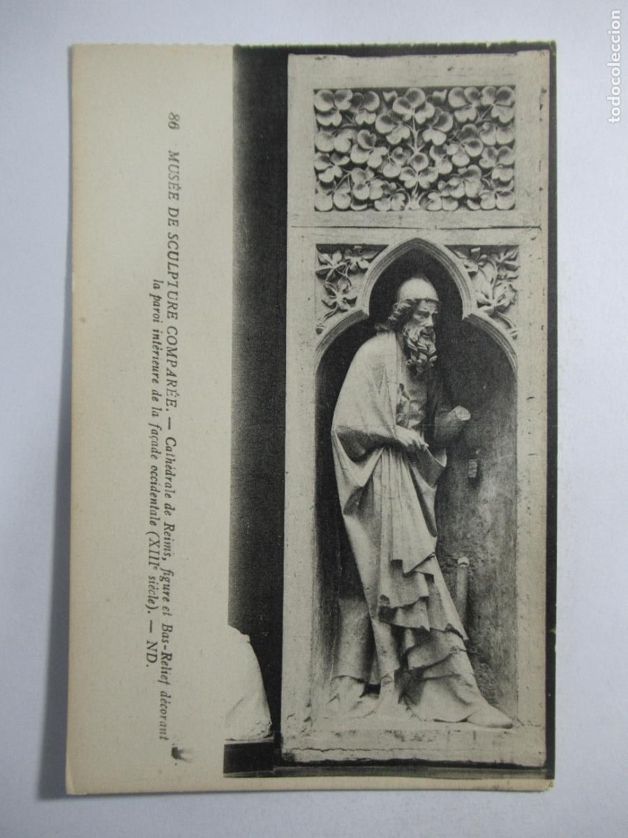 Postales: Cath&eacute;drale de Reims - Figure et Bas-Relief d&eacute;corant