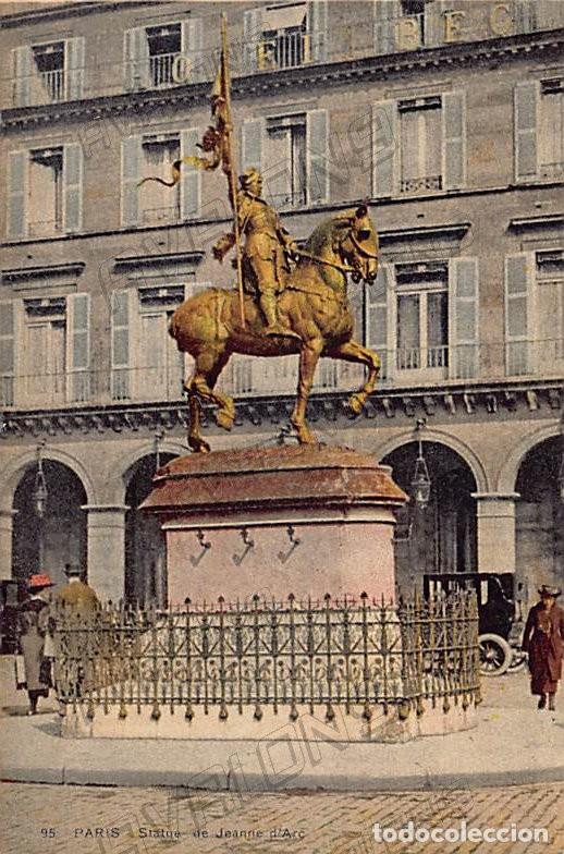 Postcards: Postal de Statue de Jeanne d'arc (Juana de Arco) de Par&iacute;s (Francia) Coloreada - aprox. 1914
