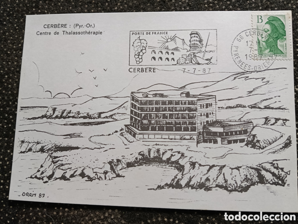 Postales: Postal de CERBERE FRANCIA Centre de Thalassoth&eacute;rapie 1987 sin circular