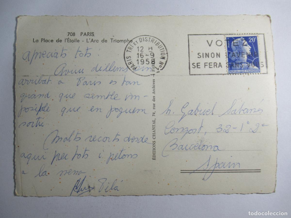 Postales: Par&iacute;s - La Place de l&Eacute;tolle. LArc de Triomphe - Circulada - Foto 2