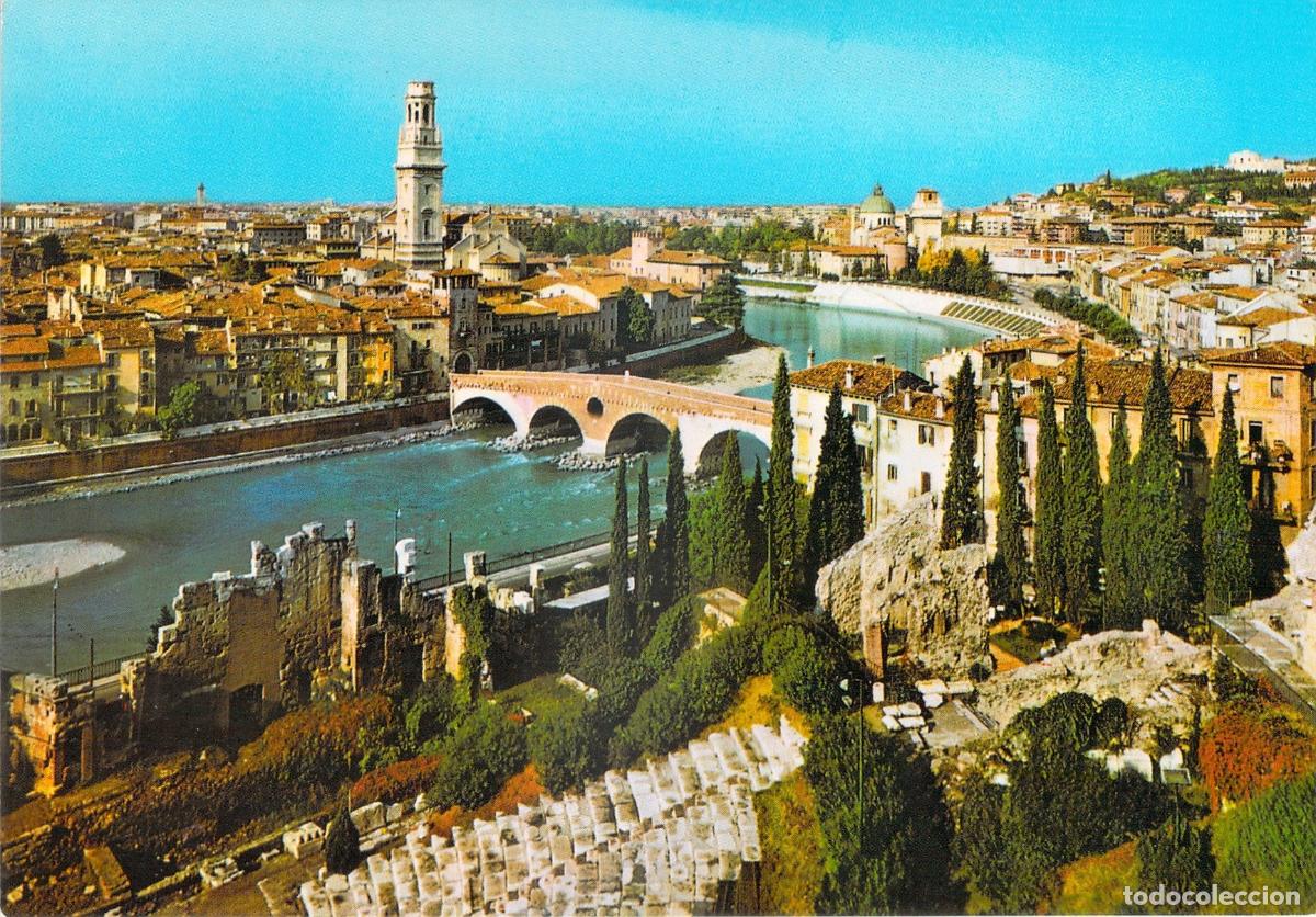 Postales: Postal de Verona, Vista Panor&aacute;mica con Ponte Pietra y Teatro Romano