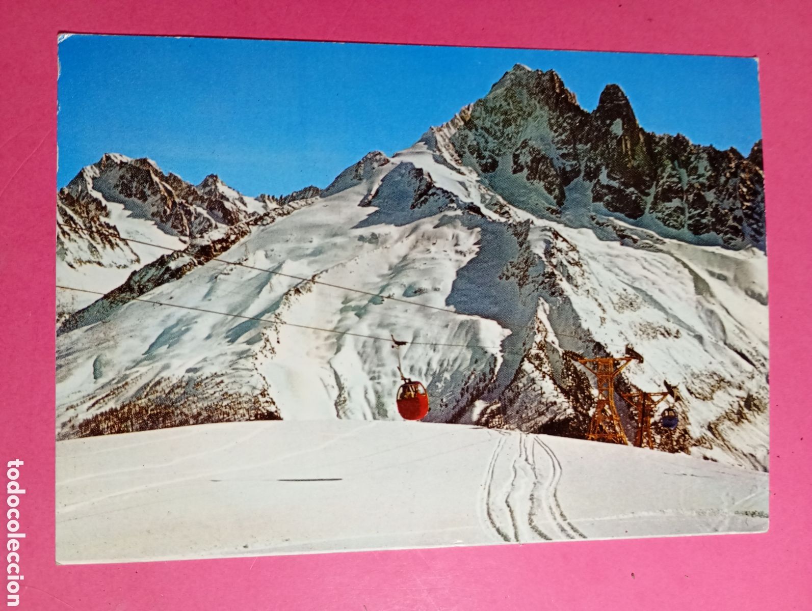 Postales: CHAMONIX MONT-BLANC COLOR CIRC. T&Eacute;L&Eacute;CABINE FL&Eacute;G&Egrave;RE AIGUILLES ARGENTI&Egrave;RES, VERTE, LES DRUS- R1574