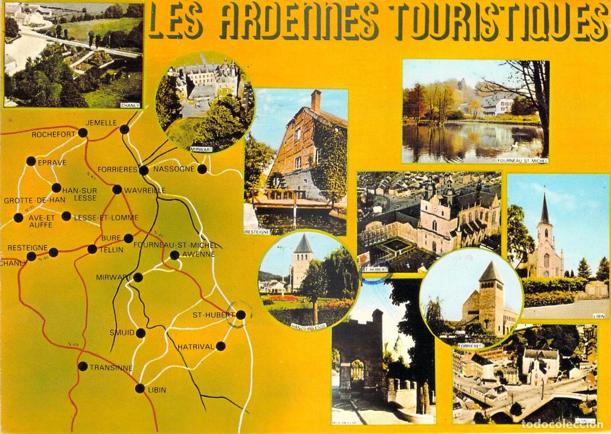 Postcards: Postal de las Ardenas Tur&iacute;sticas con Mapa y Vistas de B&eacute;lgica
