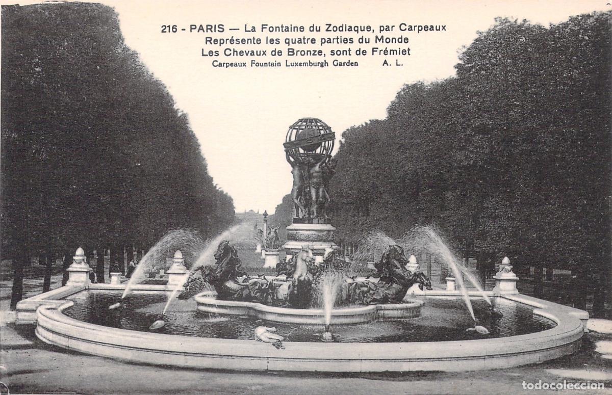 Postcards: Postal de la Fuente del Zodiaco en el Jard&iacute;n de Luxemburgo, Par&iacute;s