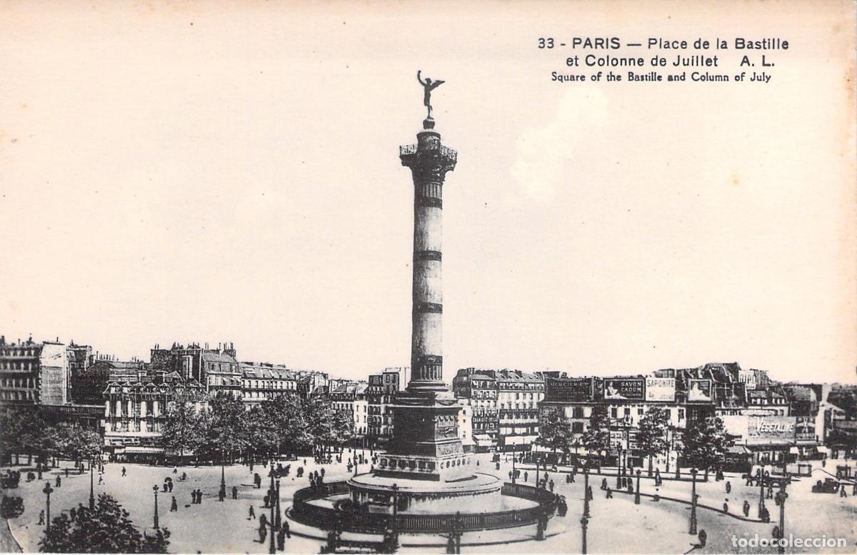 Postcards: Tarjeta Postal de la Place de la Bastille y Columna de Julio en Par&iacute;s