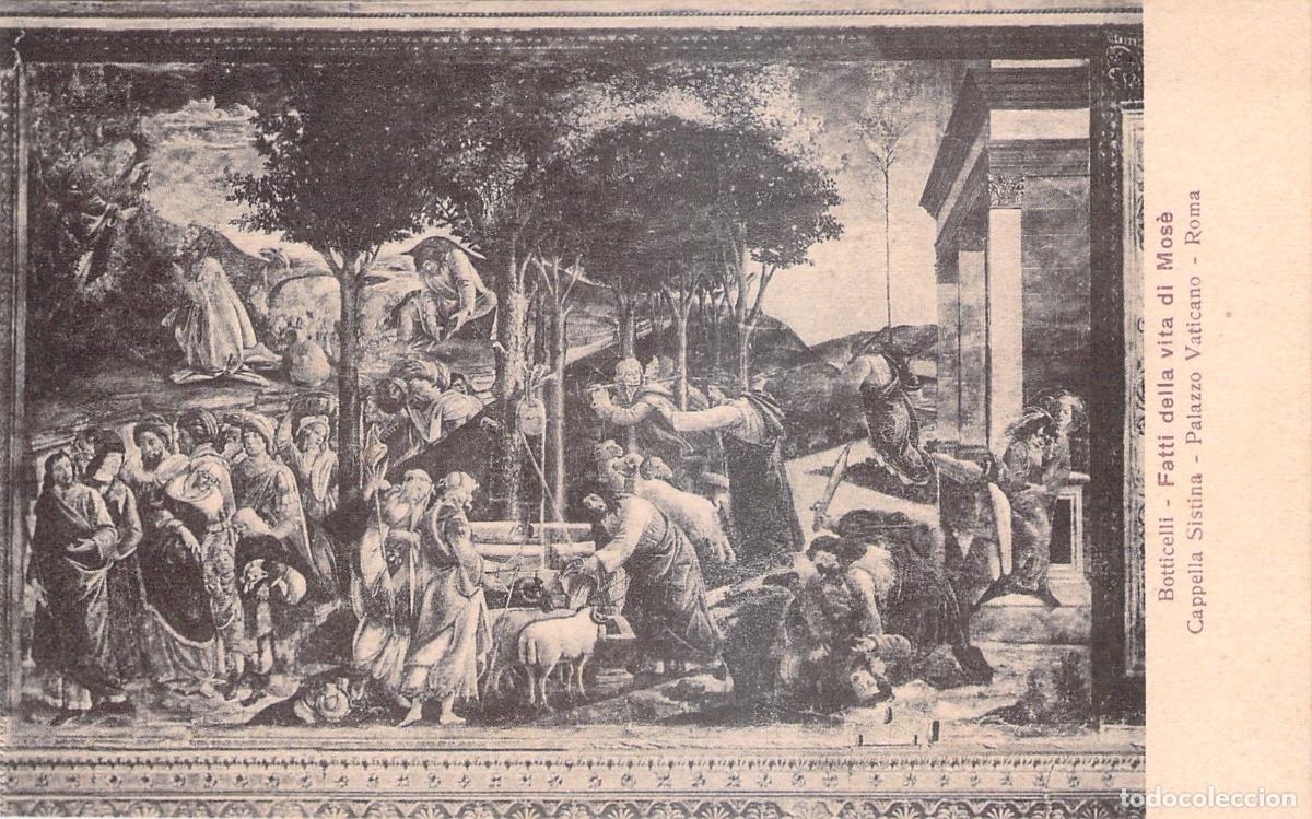Postales: Postal Arte Botticelli Capilla Sixtina Hechos de Mois&eacute;s Vaticano