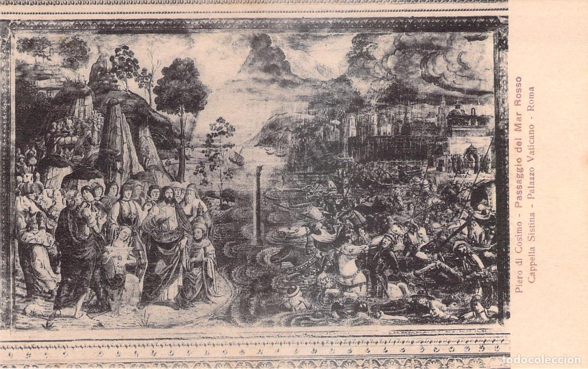 Postales: Postal Capilla Sixtina - El Paso del Mar Rojo de Piero di Cosimo