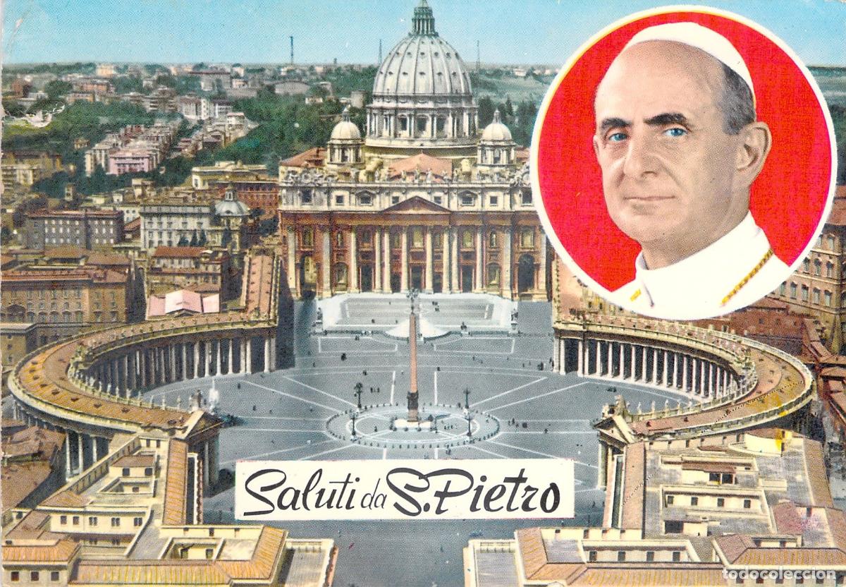 Postales: Postal de la Plaza de San Pedro con Retrato del Papa Pablo VI