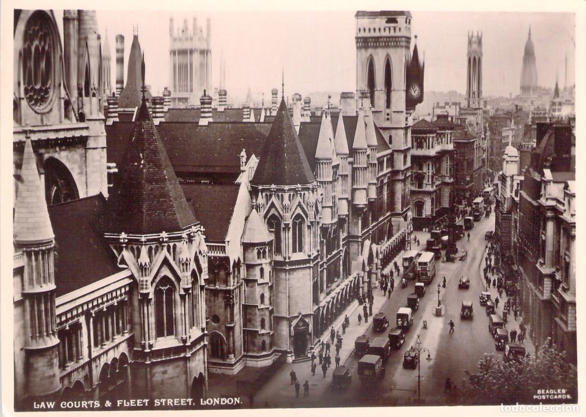 Postales: Postal de los Tribunales de Justicia y Fleet Street en Londres