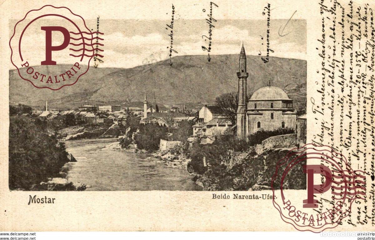 Cartoline: MOSTAR BEIDE NARENTA UFER BOSNIA Y HERZEGOVINA BOSNIEN UND HERZEGOWINA