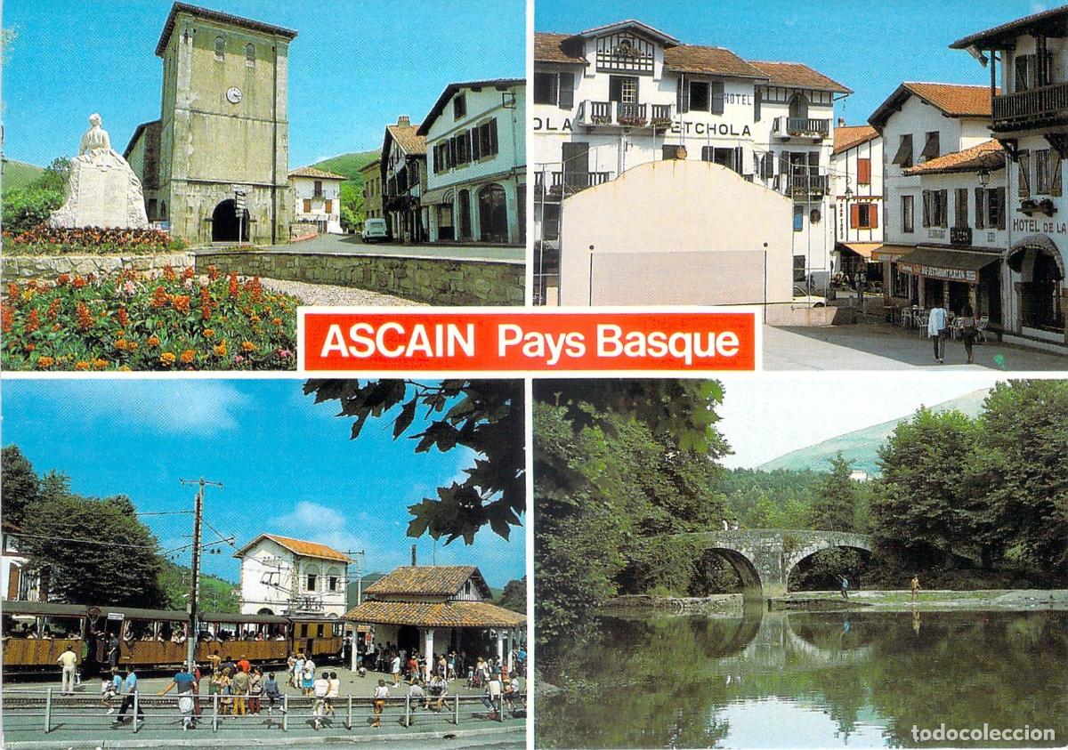 Postales: Postal de Ascain, Pa&iacute;s Vasco Franc&eacute;s - Tren de la Rhune y Puente Romano