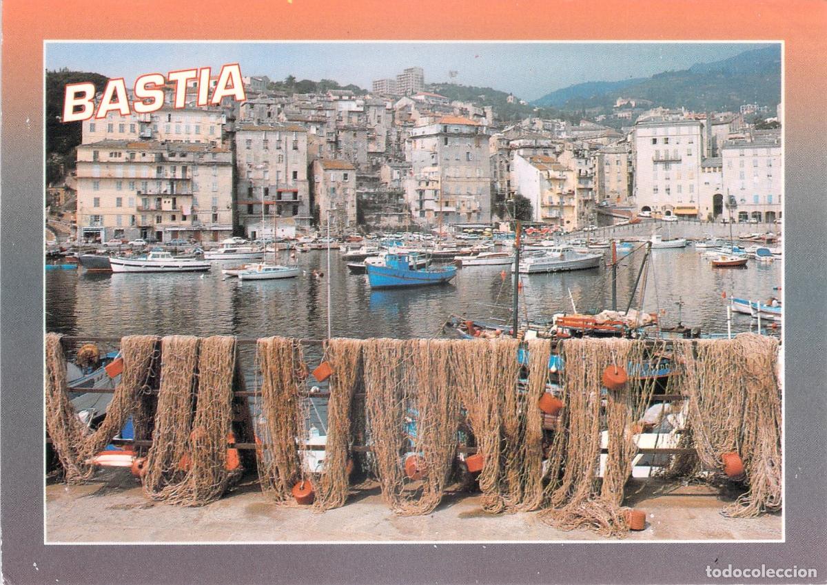 Postales: Postal de Bastia, Puerto Viejo de C&oacute;rcega con Redes de Pesca