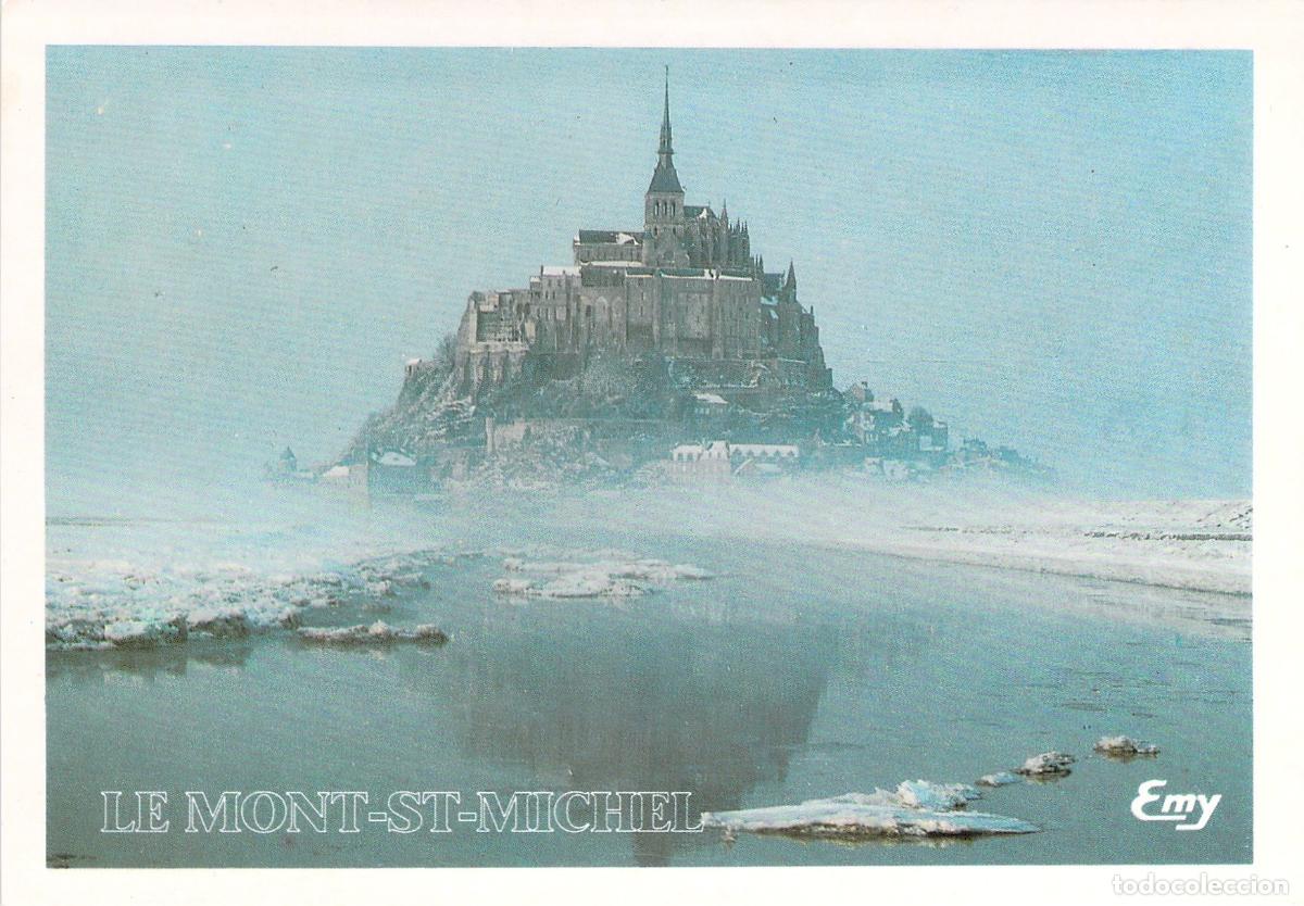 Postais: Postal de Le Mont-Saint-Michel en Invierno, Normand&iacute;a, Francia