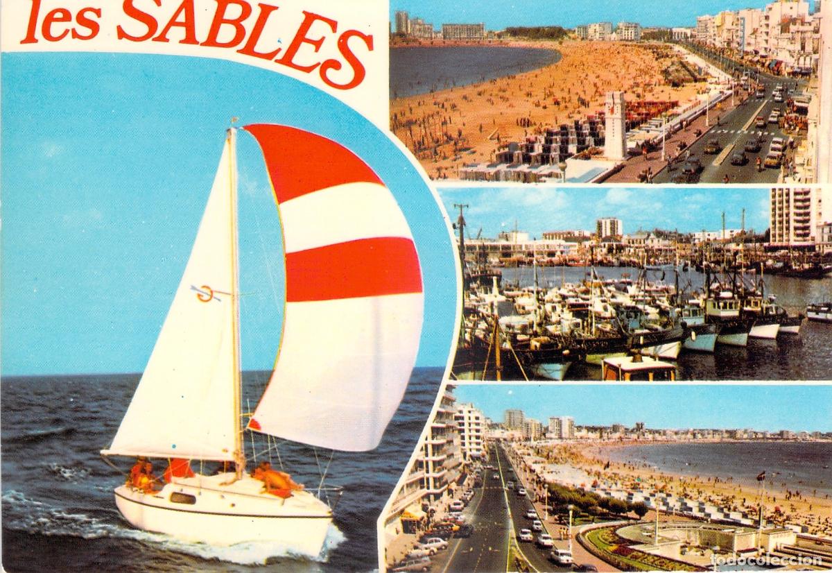 Cartes Postales: Postal de Les Sables-d'Olonne, Vend&eacute;e, Francia - Vistas del Puerto y Playa