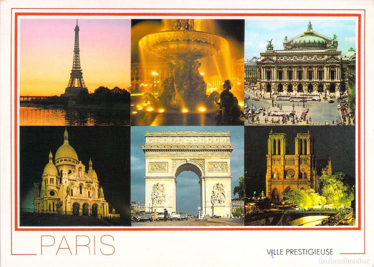 Postcards: Postal de Par&iacute;s con Torre Eiffel, Notre Dame y Monumentos Hist&oacute;ricos