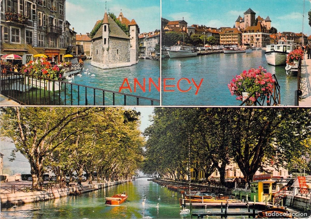 Cartoline: Postal de Annecy, Francia: Palacio de l'Isle y Canal du Vass&eacute;