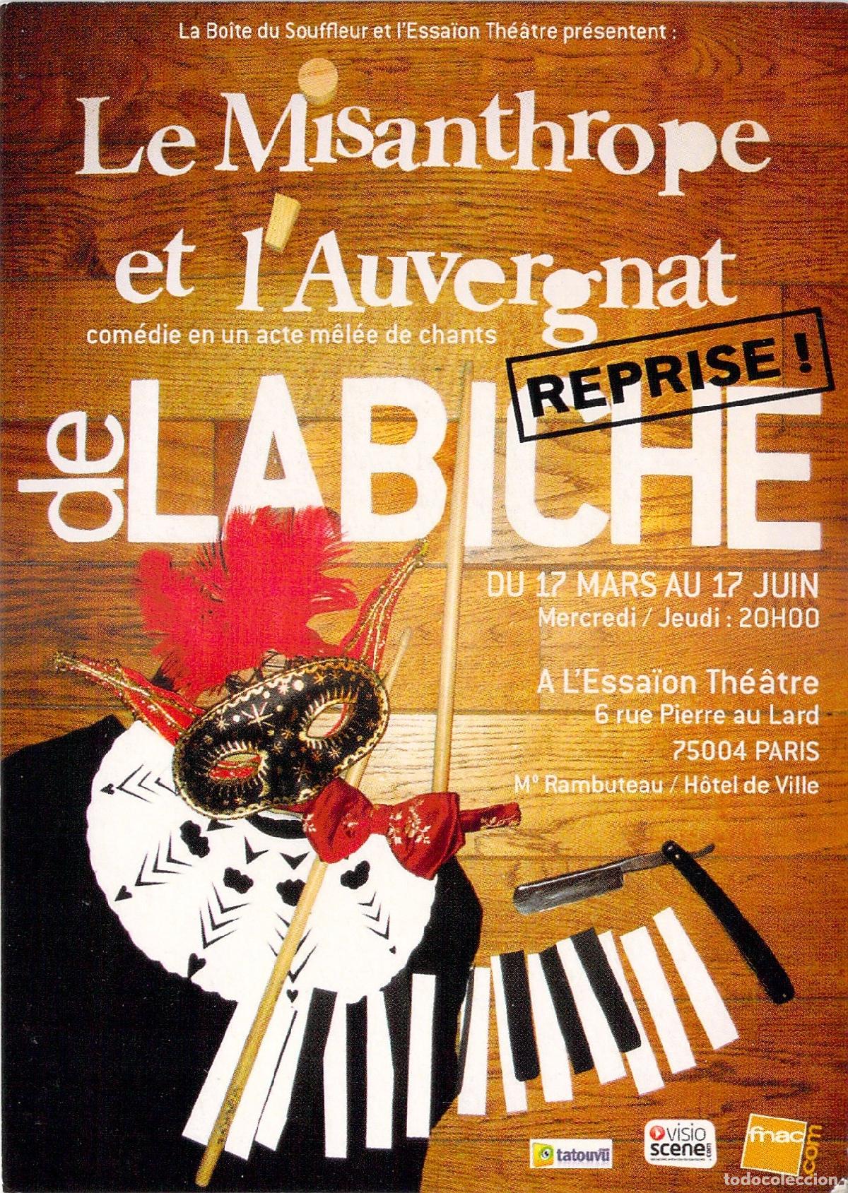 Postales: Postal de Teatro Le Misanthrope et l'Auvergnat de Labiche Par&iacute;s