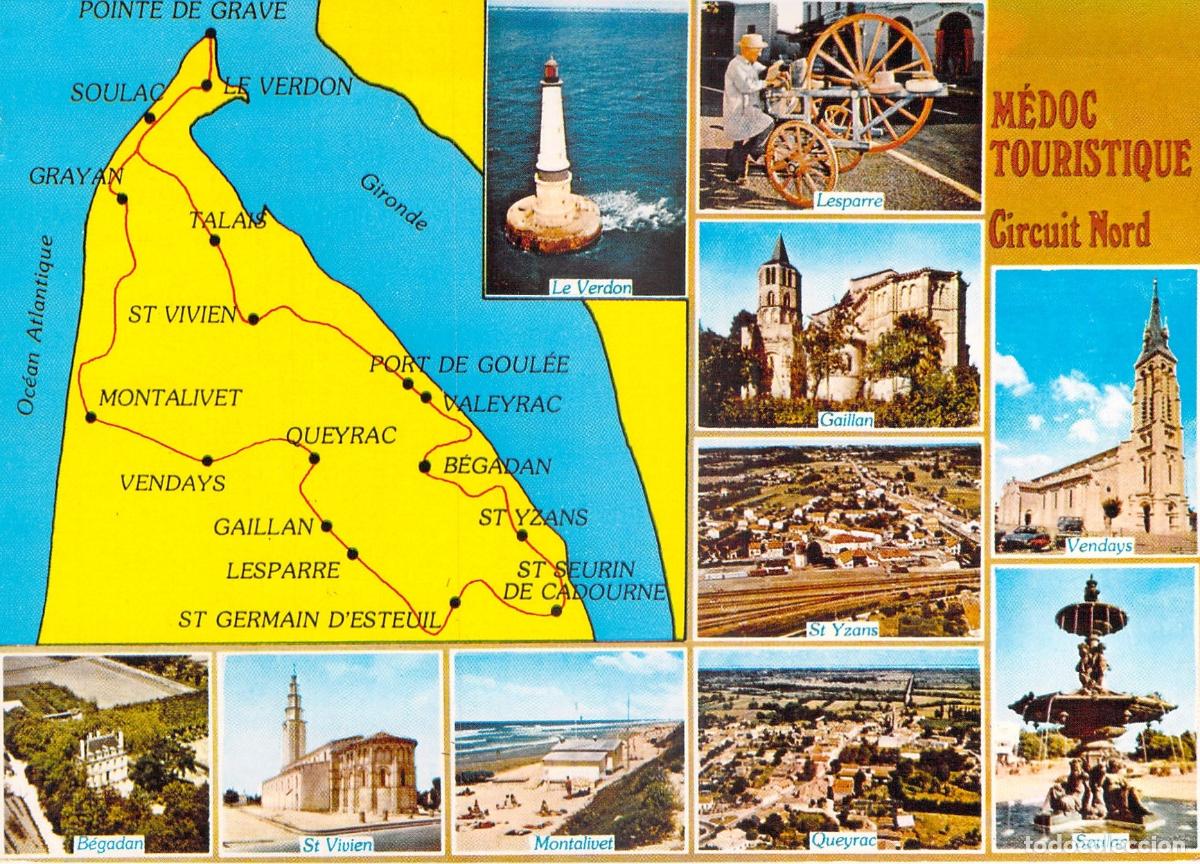 Cartoline: Postal M&eacute;doc Touristique Circuit Nord Francia Multi-vista Mapa