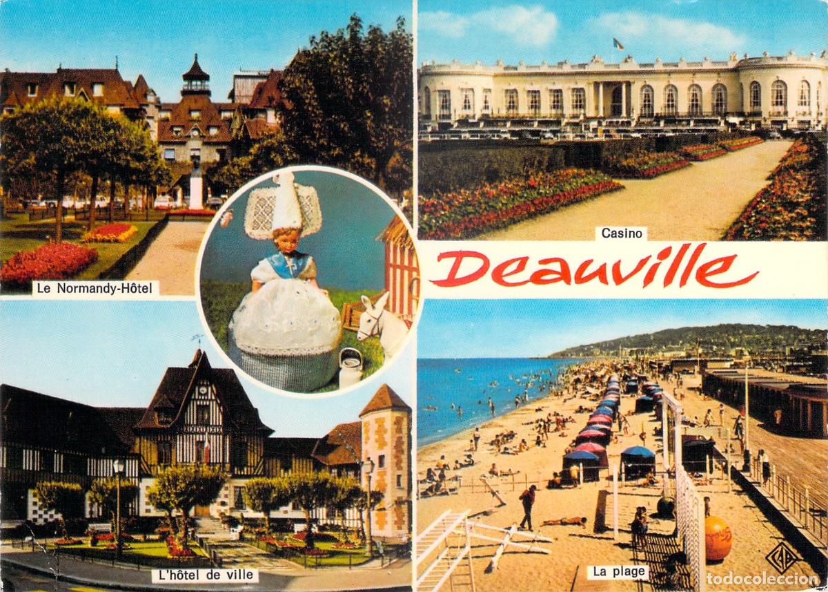 Postales: Postal de Deauville Francia - Multivista de la Playa y Casino