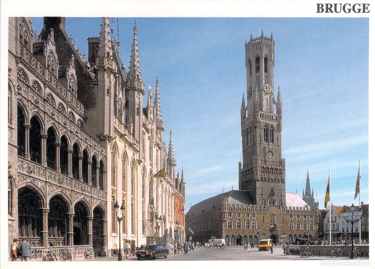 Postcards: Postal de Brujas B&eacute;lgica Campanario Belfort y Plaza del Mercado