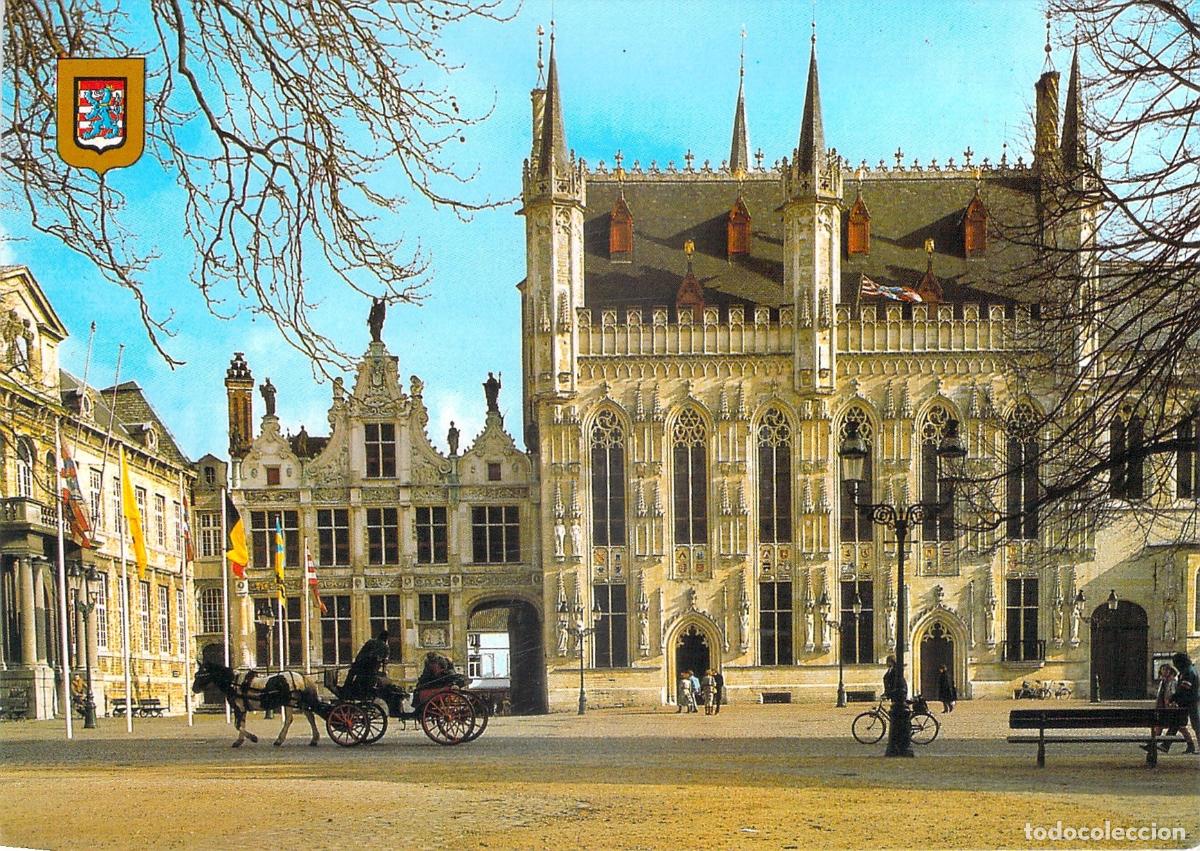 Postales: Postal de Brujas, B&eacute;lgica: Plaza del Burgo y Ayuntamiento