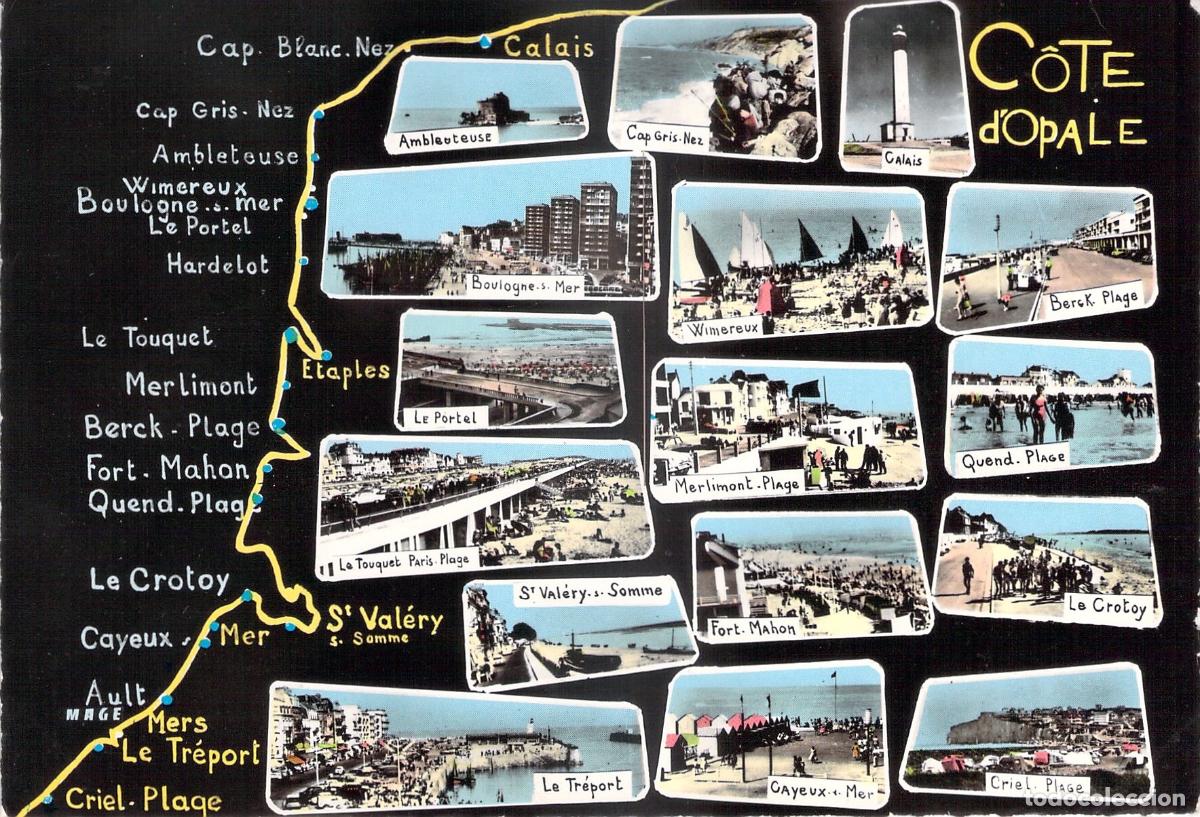 Postales: Postal Multi-vista de la Costa de &Oacute;palo, Francia - Mapa y Paisajes