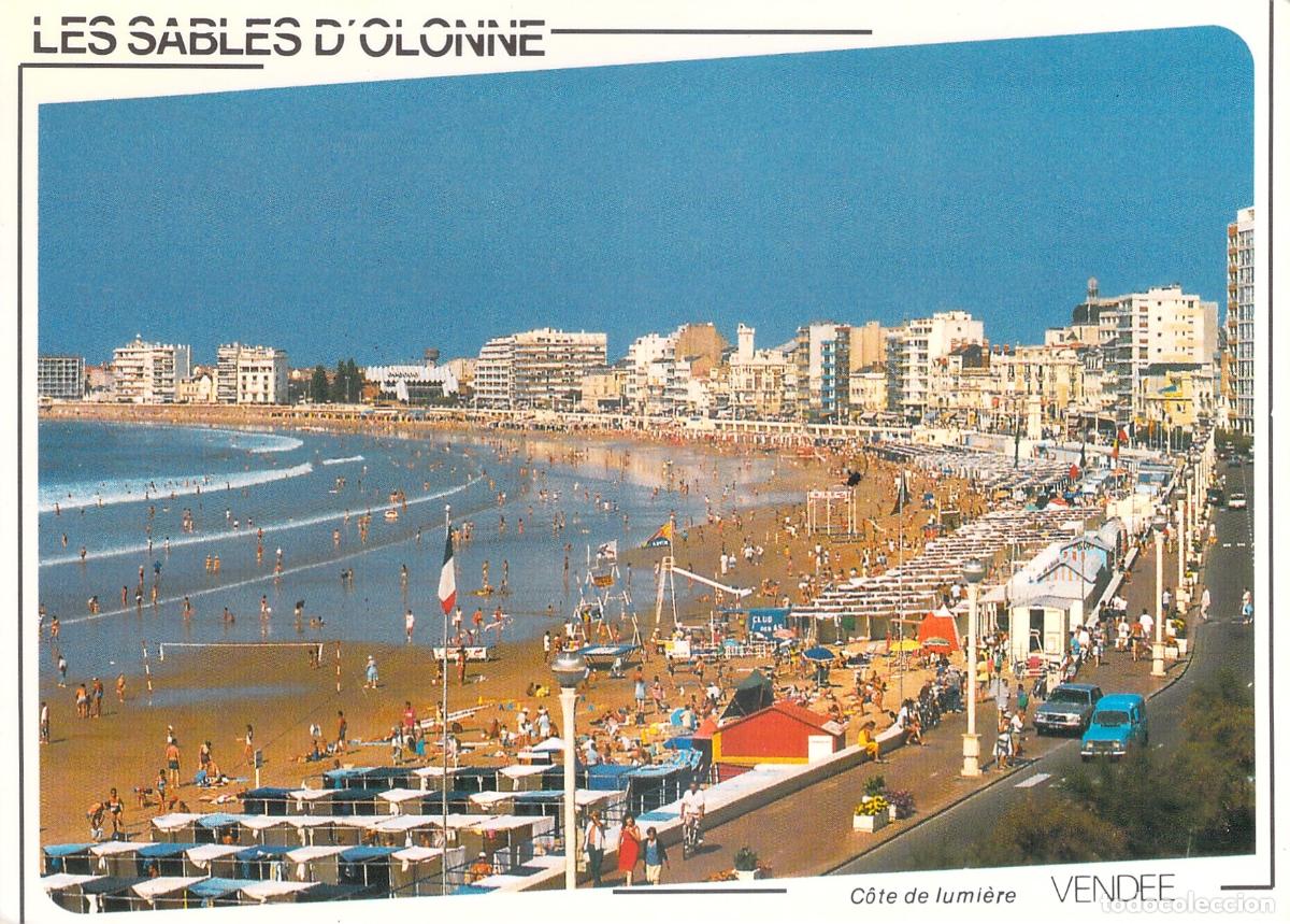 Postais: Postal de la Playa y el Paseo de Les Sables d'Olonne, Francia