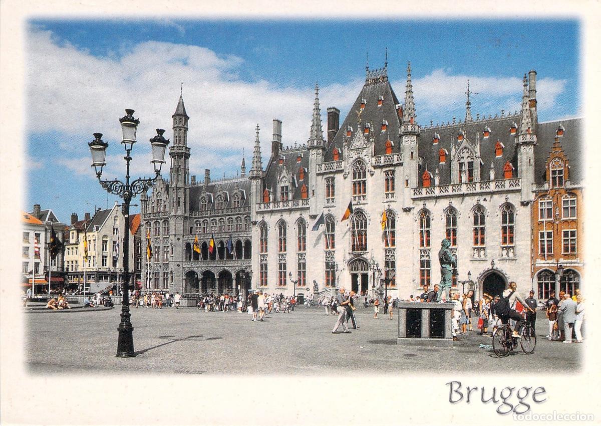Postales: Postal de Brujas B&eacute;lgica Provinciaal Hof y Oficina de Correos