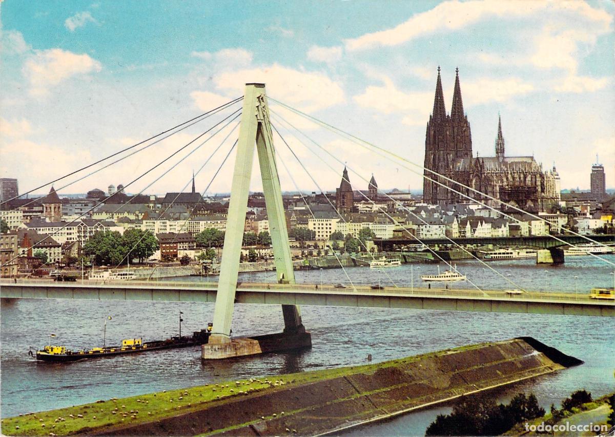 Postkarten: Postal de Colonia: Puente Severin y Catedral sobre el R&iacute;o Rin